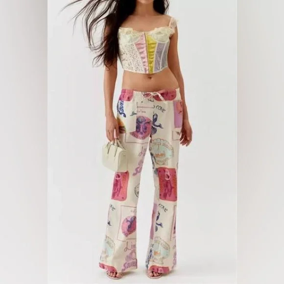 UO Amelie Printed Linen Pant - Picture 1 of 10